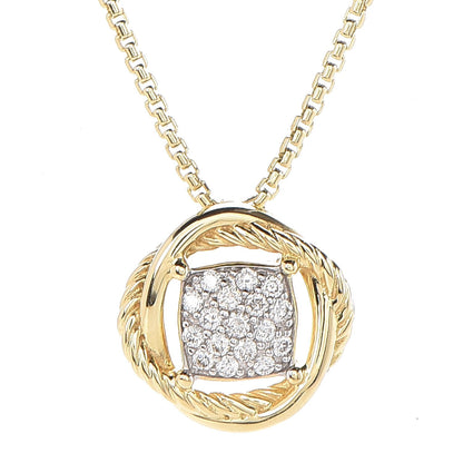 David Yurman 18K Yellow Gold Diamond 7mm Infinity Pendant Necklace 4 of 7