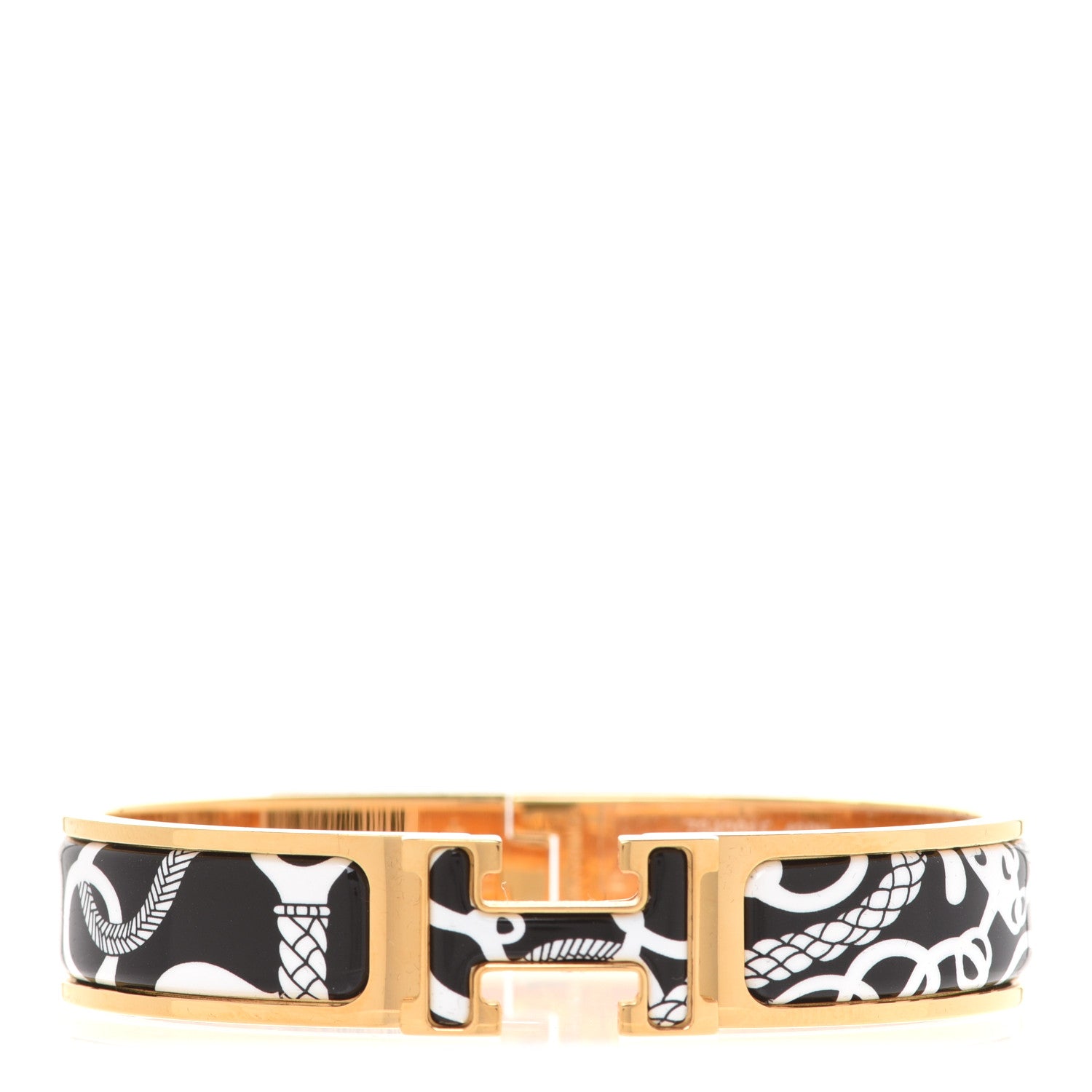 Hermes Enamel Printed Panoplie Equestre Narrow Clic Clac H Bracelet PM Positif Negatif 1 of 7