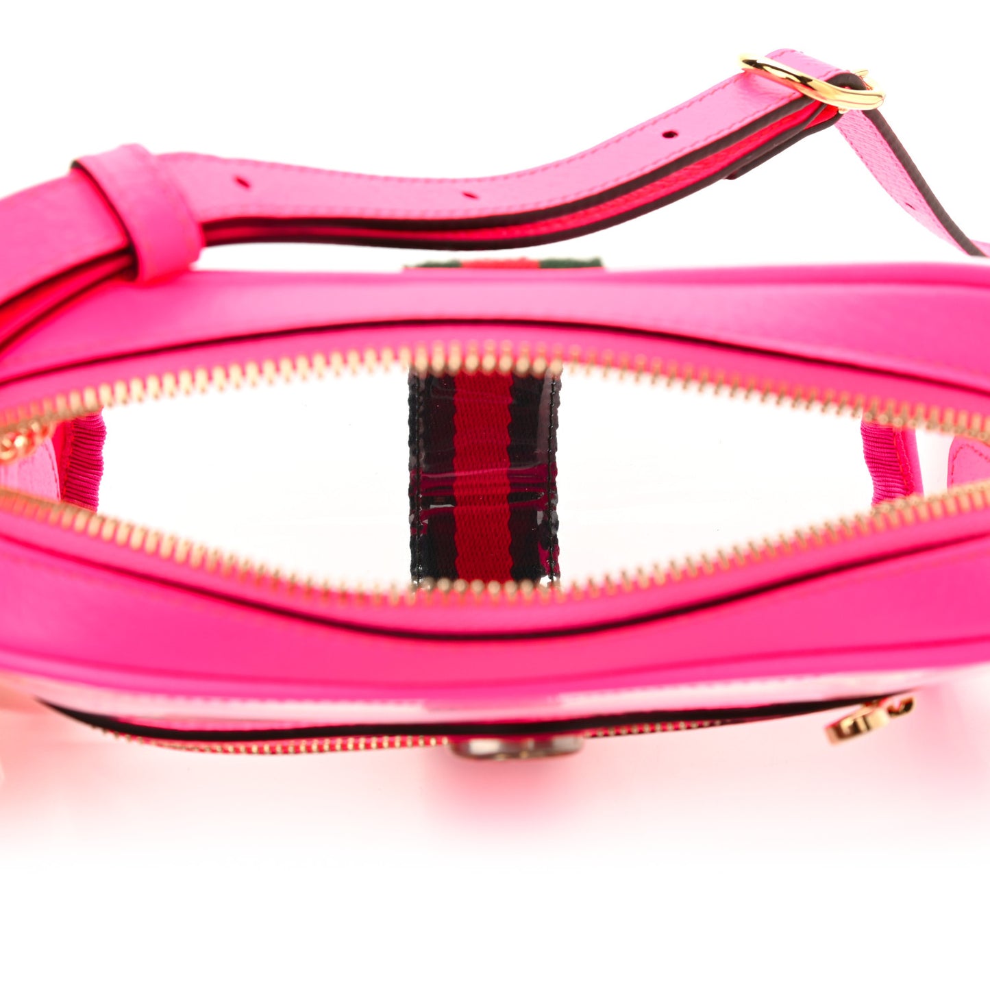 Vinyl Web Mini Ophidia Transparent Shoulder Bag Fluorescent Fuchsia