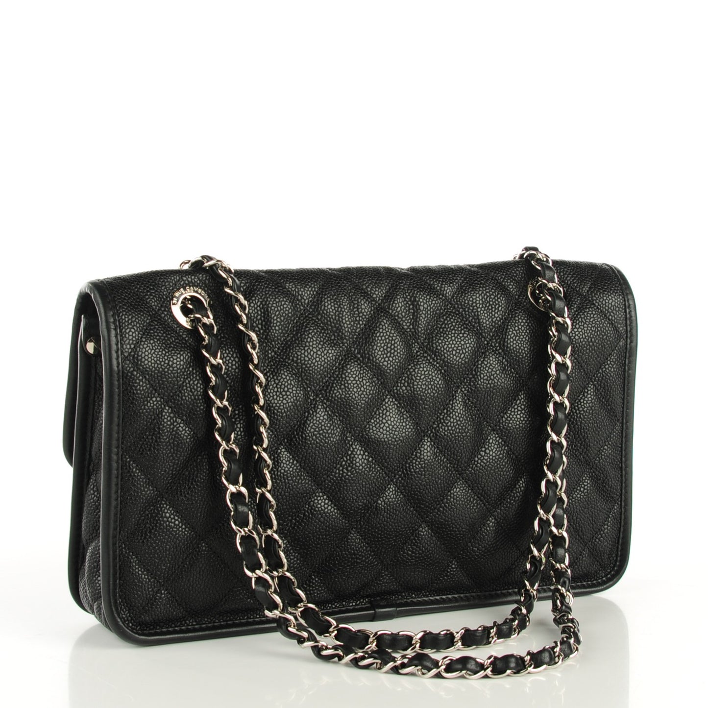 Caviar Quilted Medium French Riviera Flap Black