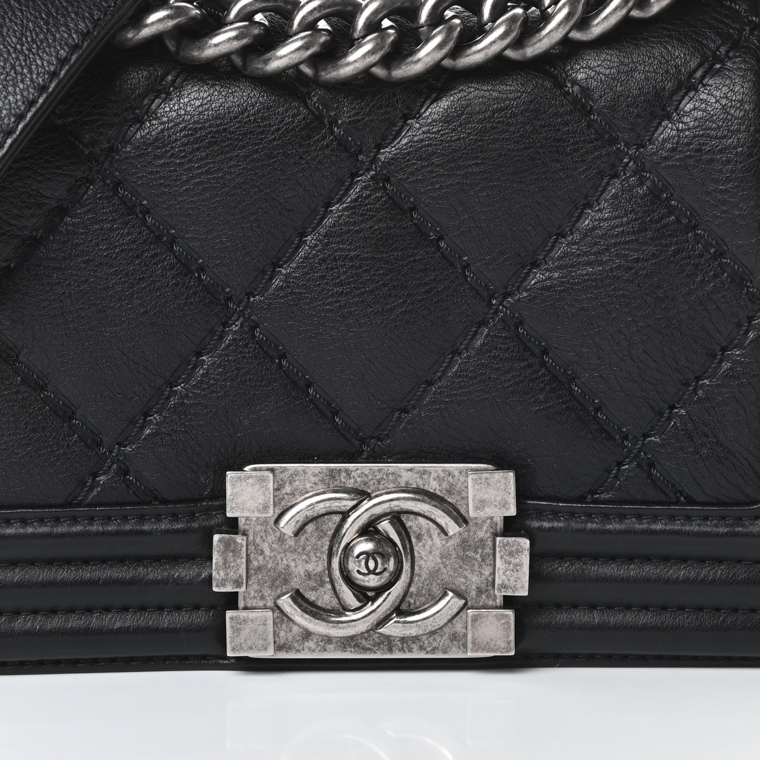 Chanel Calfskin Double Stitch Small Boy Flap Black 8 of 13