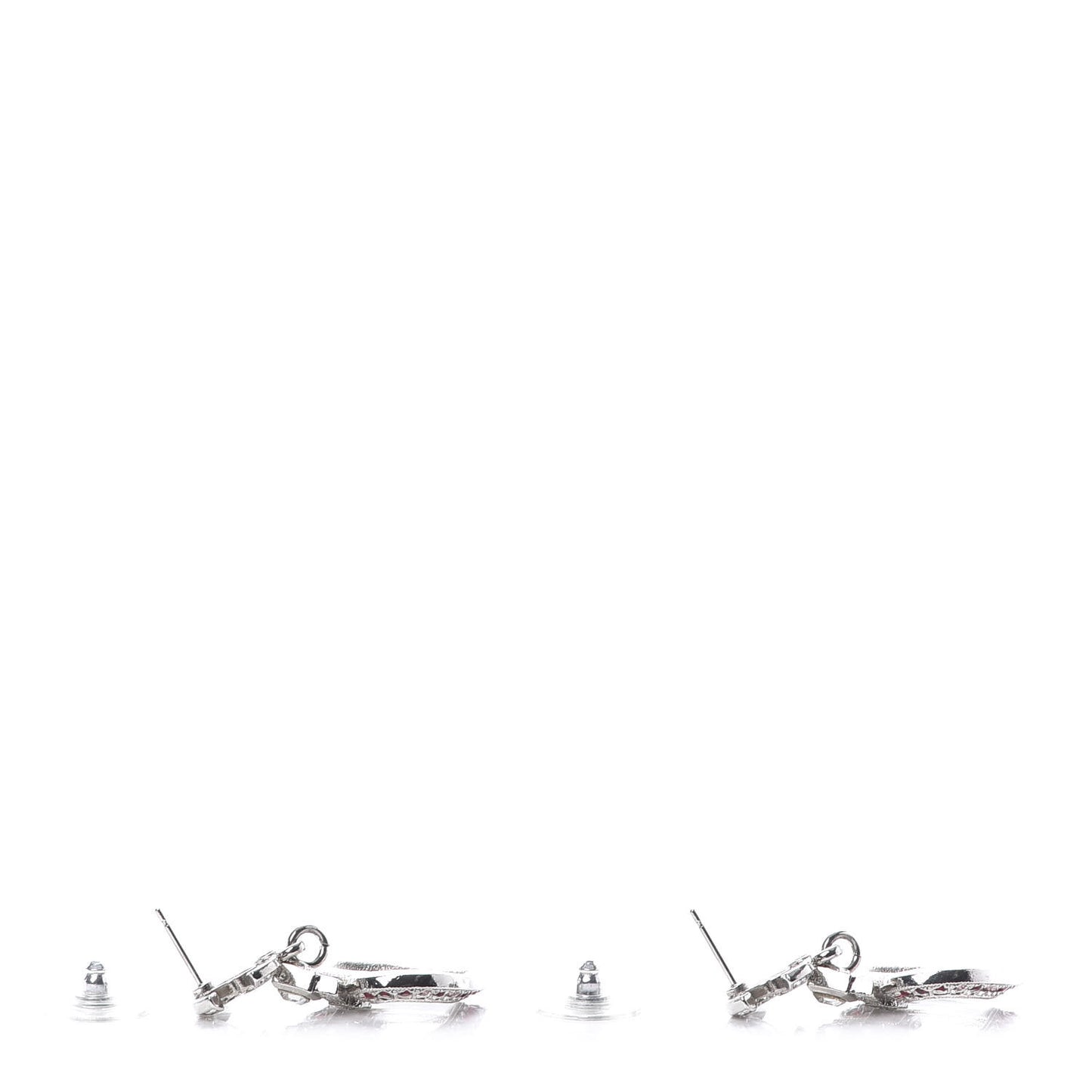 Crystal Heart CC Drop Earrings Silver Multicolor