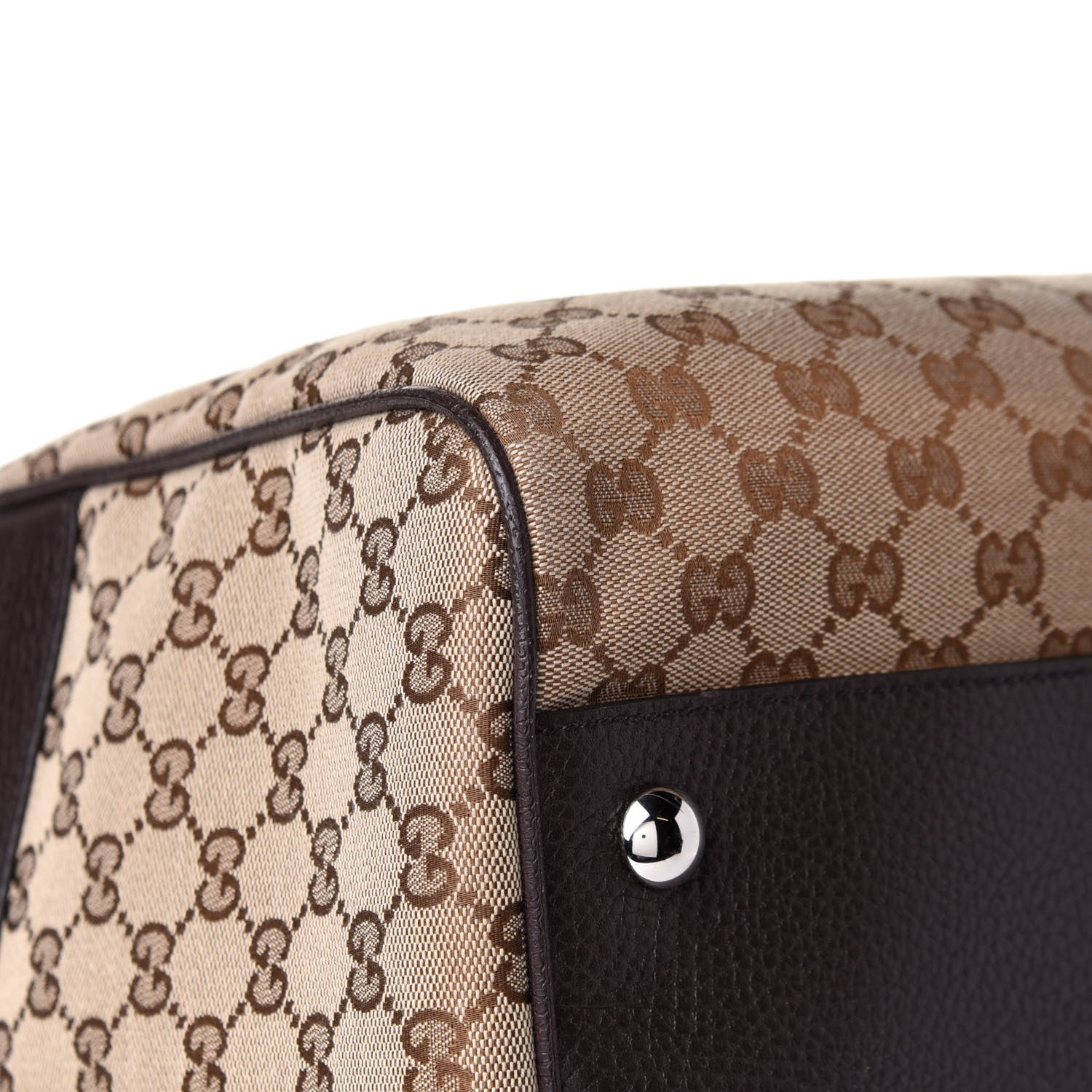 Gucci Monogram Dollar Calfskin Large Boston Duffle Bag Beige Ebony Testa di Moro Marrone Scuro 12 of 13