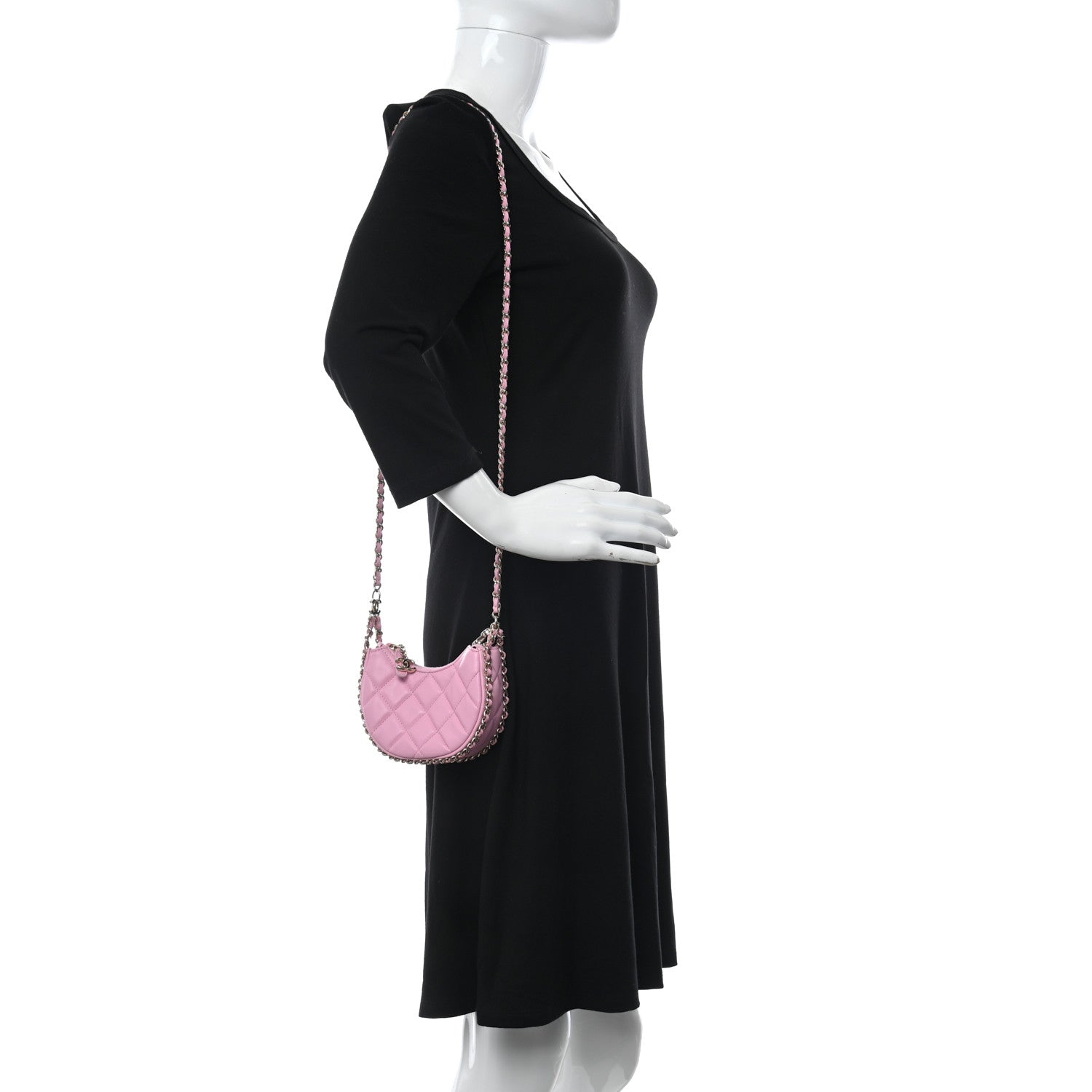 Chanel Lambskin Quilted Mini Chain Around Hobo Pink 2 of 11