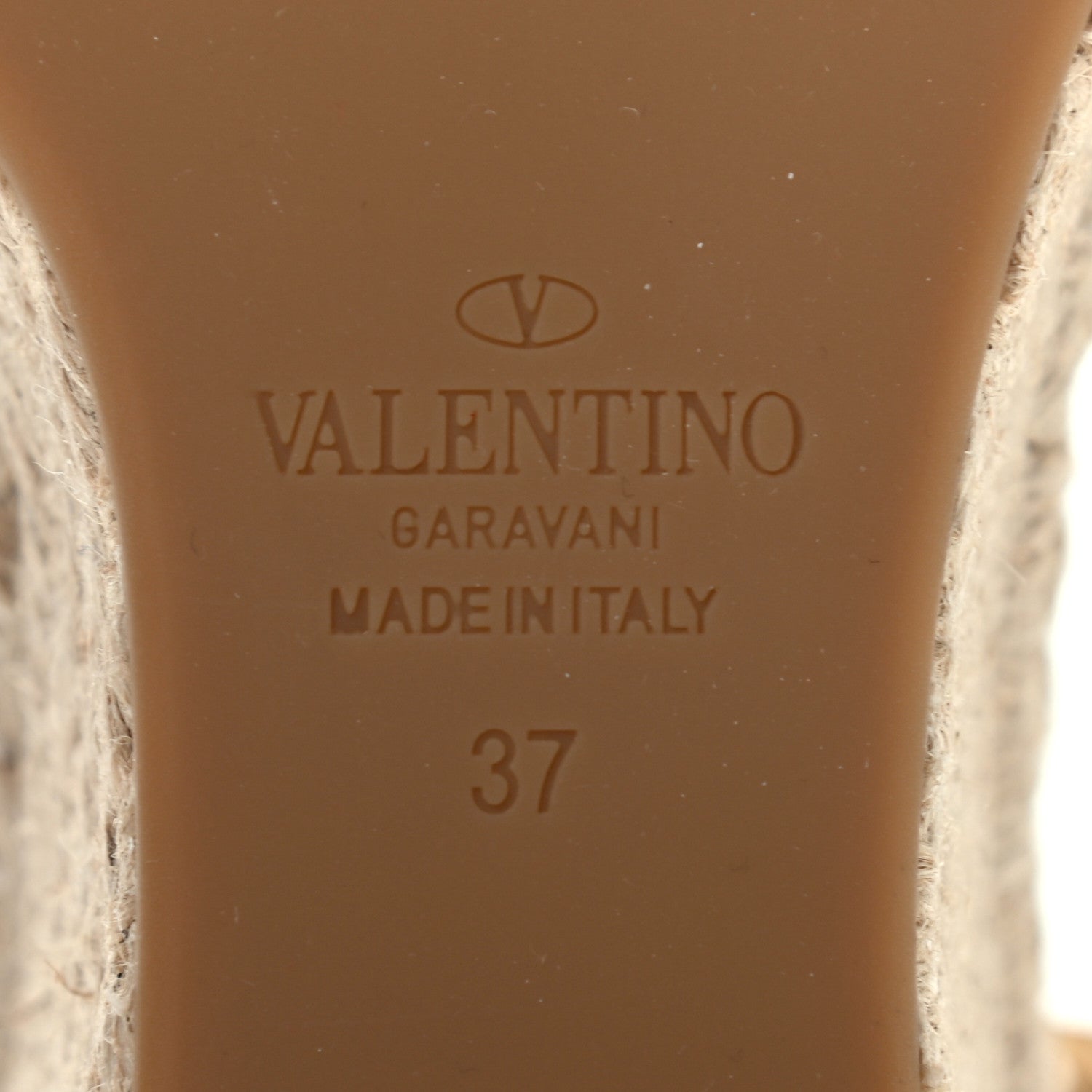 Valentino Garavani Metallic Pebbled Calfskin Rockstud Ankle Strap Espadrille 15/105mm Wedge Sandals 37 Antique Brass Natural 5 of 6