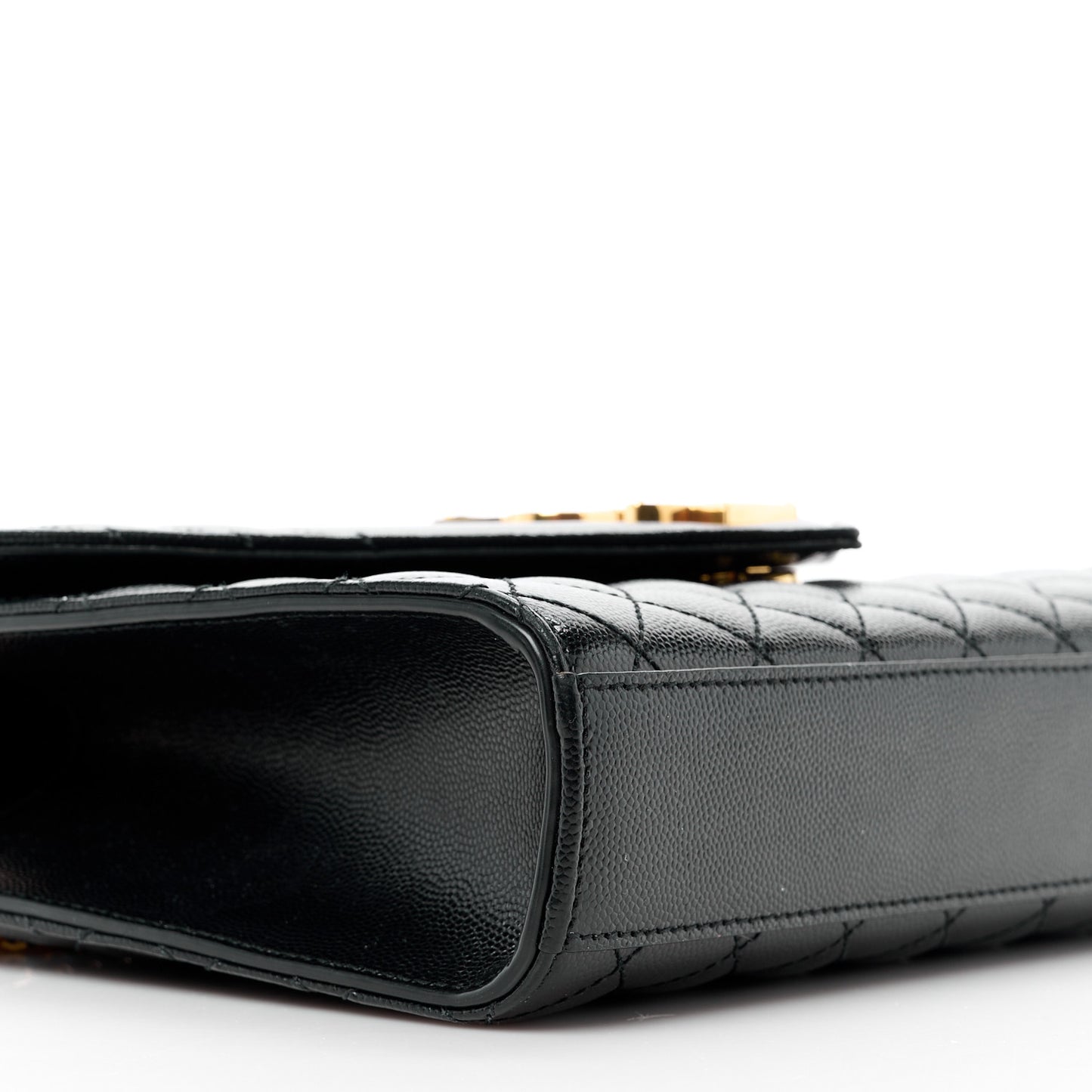 SAINT LAURENT Grain De Poudre Textured Mixed Matelasse Triquilt Medium Monogram Satchel Black