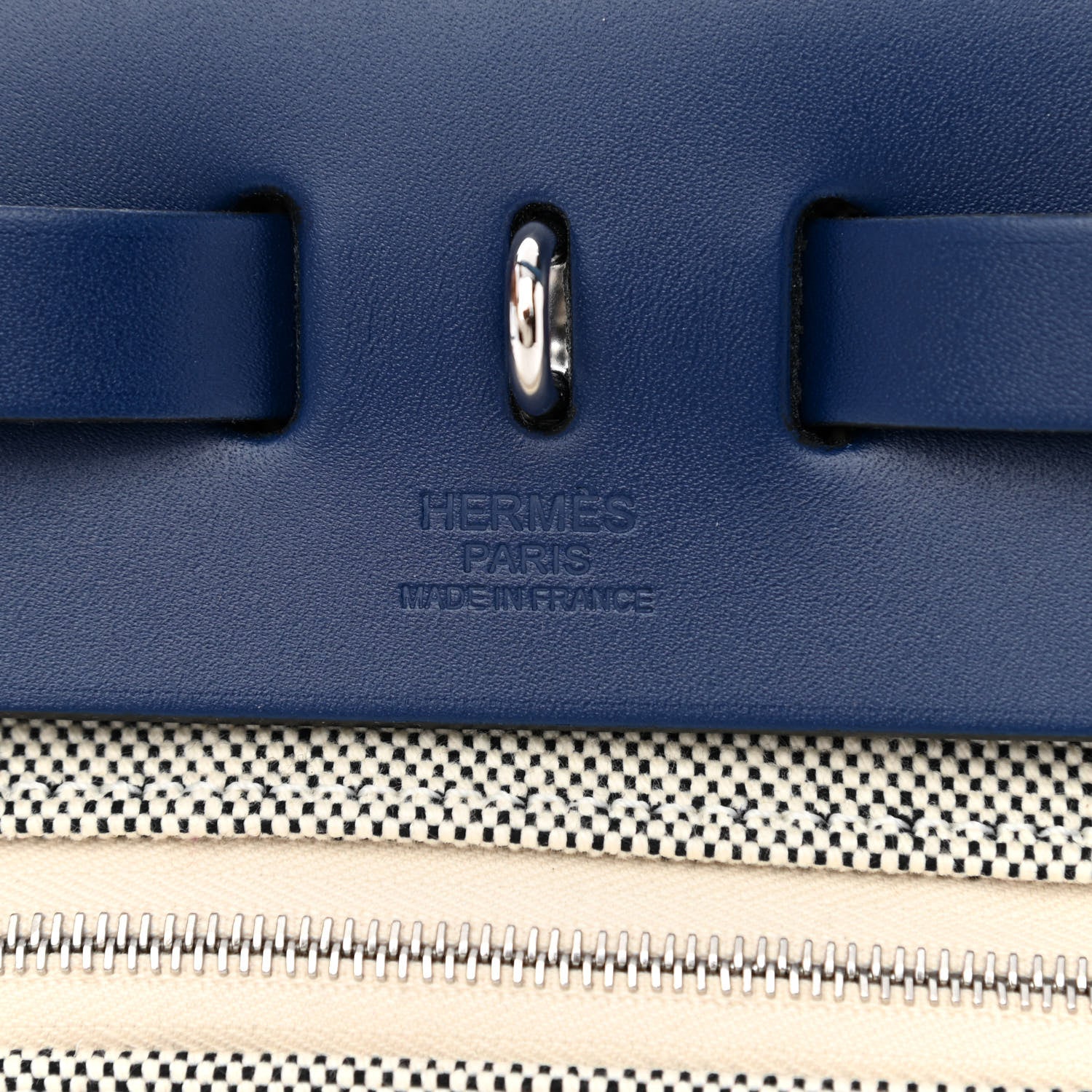 Hermes Vache Hunter Toile H Brides de Gala Herbag Zip Retourne 31 PM Bleu De France Ecru Black 8 of 12