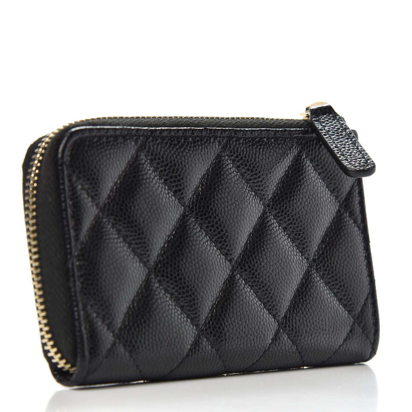 Caviar Quilted Zipped Key Holder Case Black