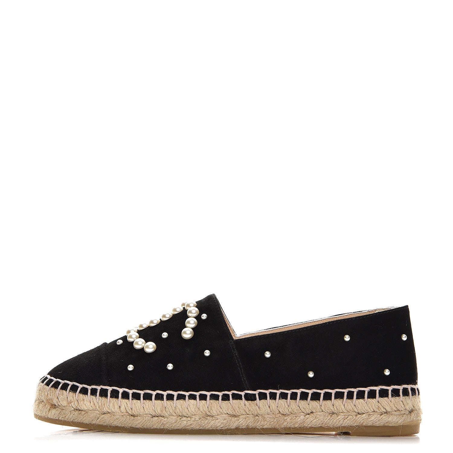Chanel Suede Pearl CC Espadrilles 37 Black 1 of 8
