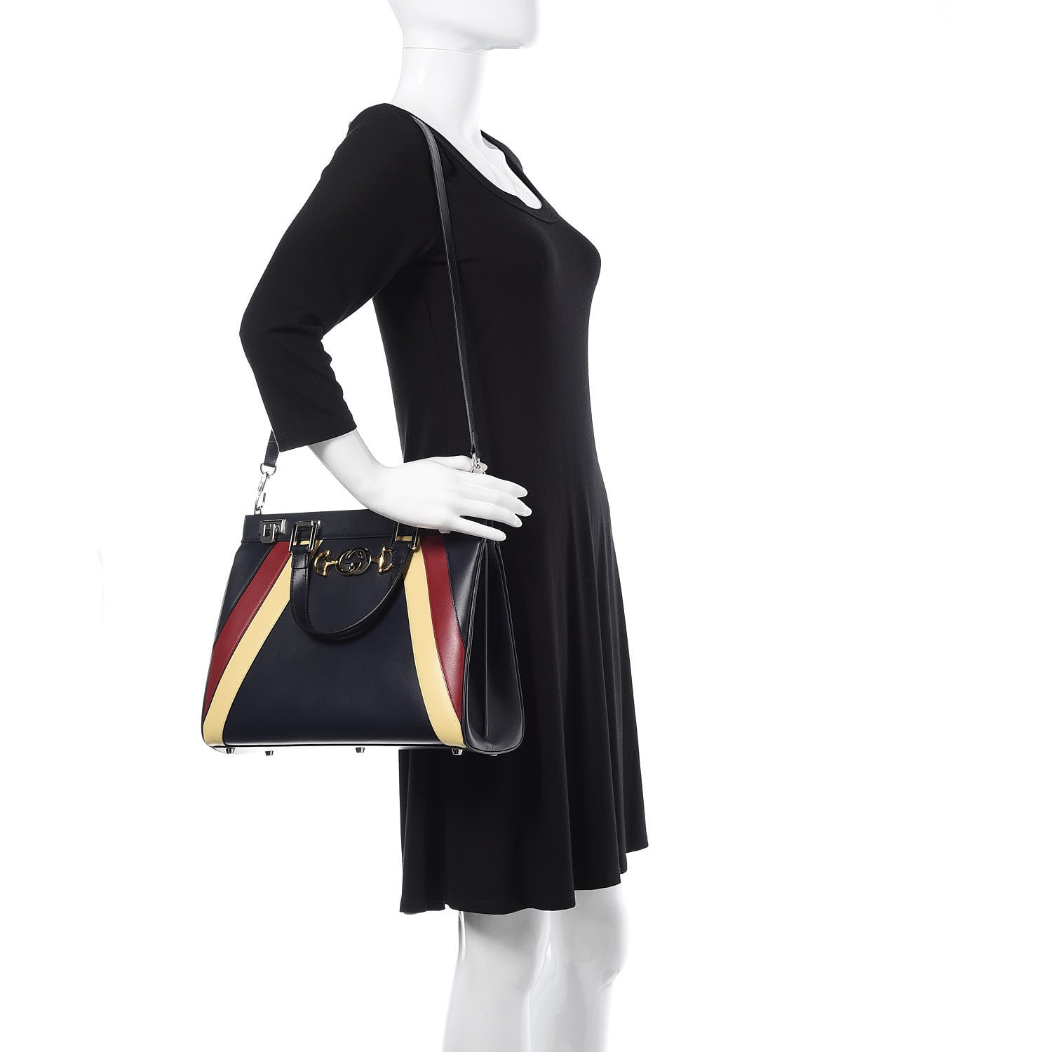 Gucci Smooth Calfskin Medium Zumi Top Handle Bag Blue Romantic Cerise Butter Multicolor 2 of 10