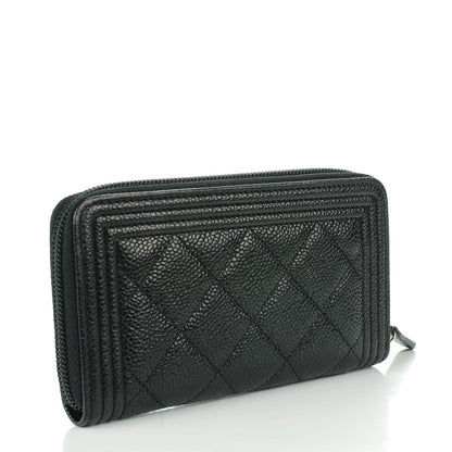 Chanel Caviar Quilted Small Boy Zip Around Wallet Black 3 of 8