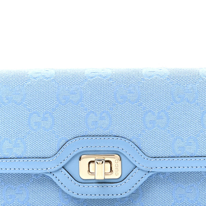 Gucci GG Monogram Scratch Lux Calfskin Mini Luce Shoulder Bag Blue 8 of 10