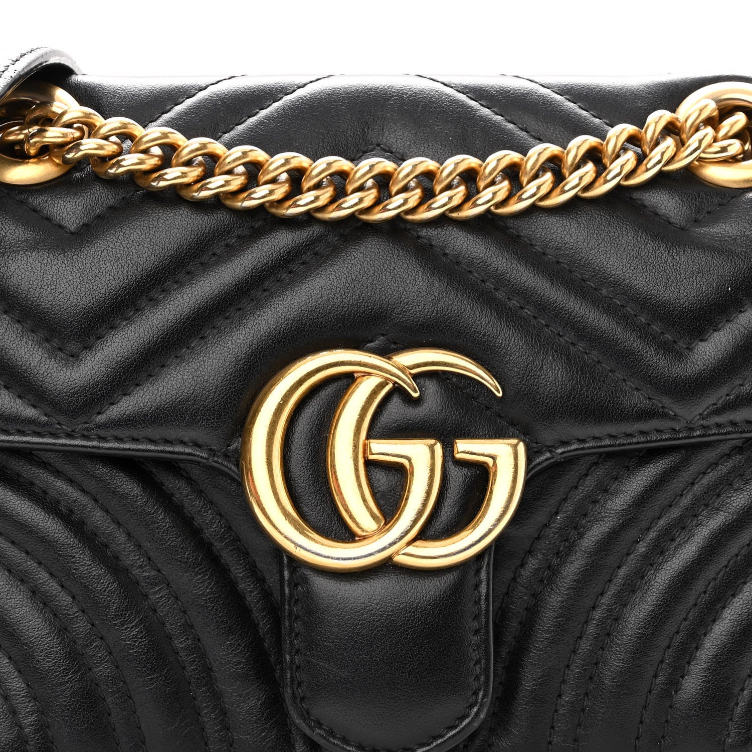 Gucci Calfskin Matelasse Mini GG Marmont Shoulder Bag Black 8 of 10