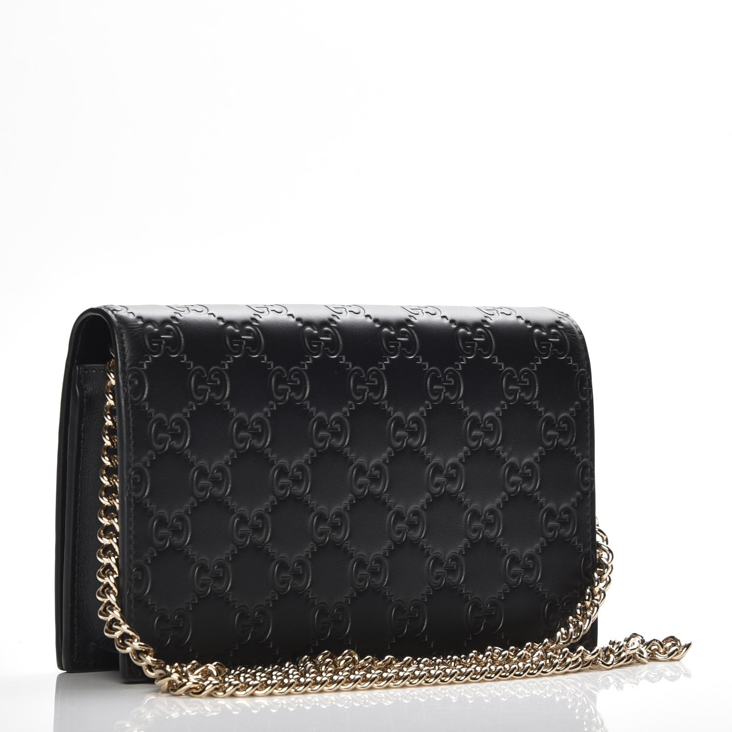 Gucci Guccissima Signature Bowy Chain Wallet Black 3 of 7