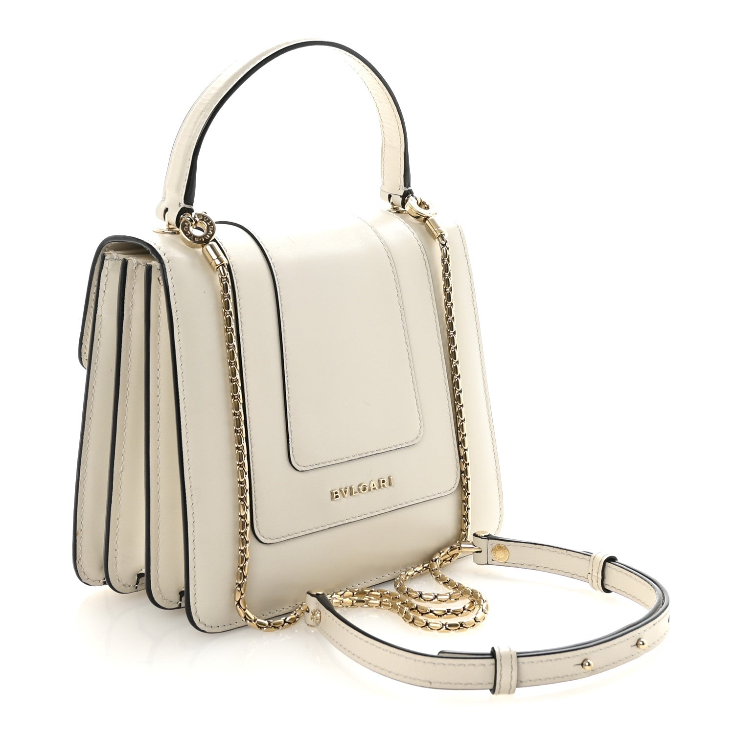 Bulgari Calfskin Serpenti Forever Top Handle White 3 of 9