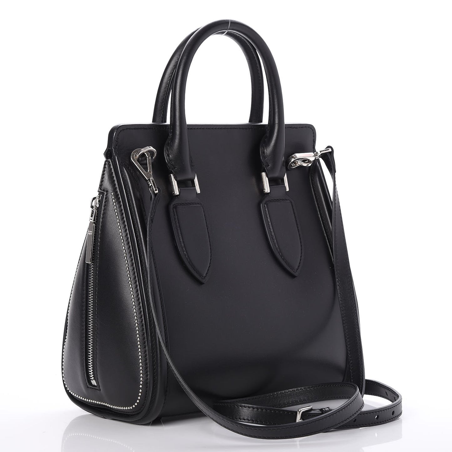 Calfskin Floral Studded Small Heroine Black