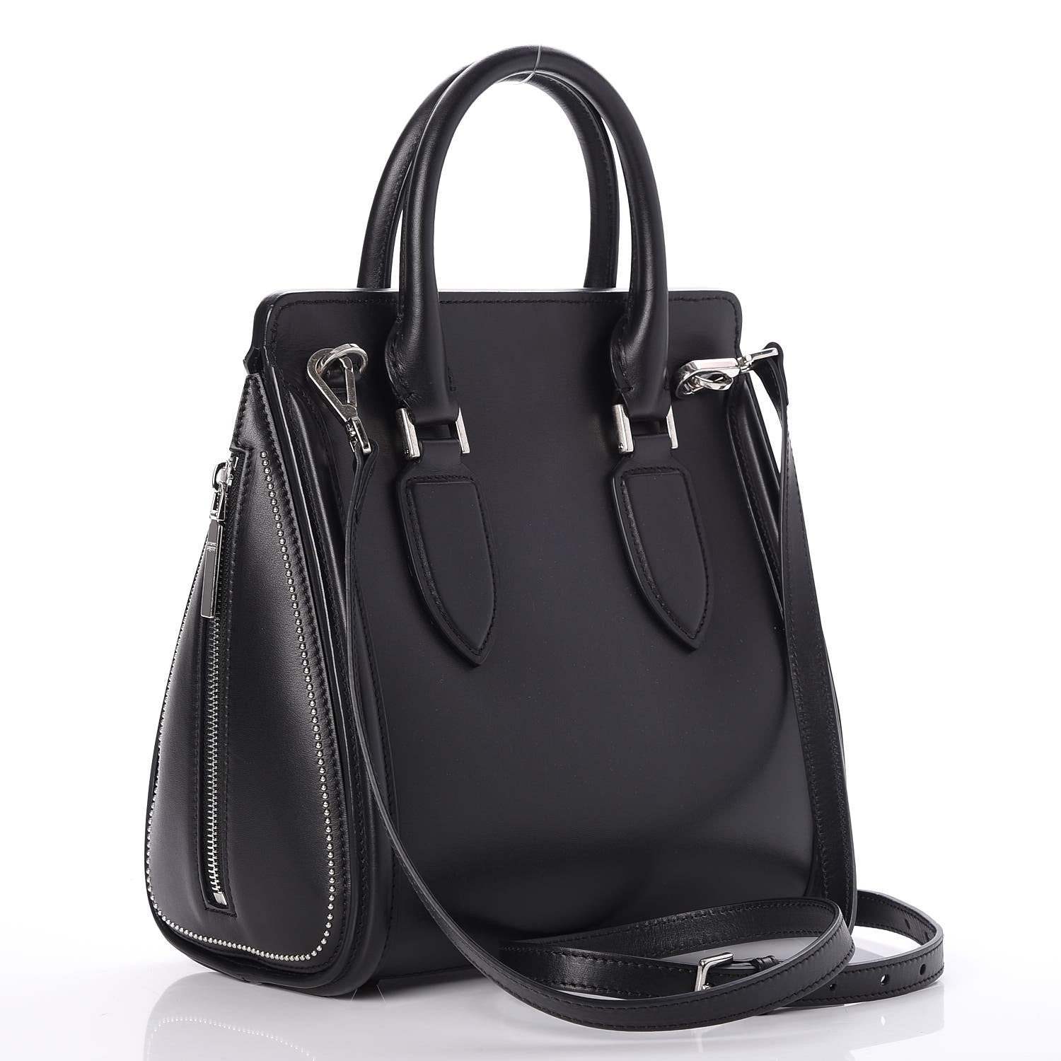 Alexander McQueen Calfskin Floral Studded Small Heroine Black 3 of 9