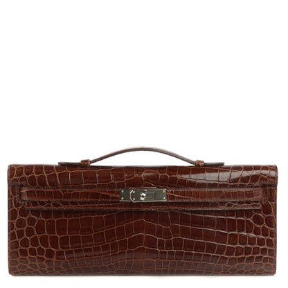 Hermes Shiny Niloticus Crocodile Kelly Cut Pochette Miel 1 of 13
