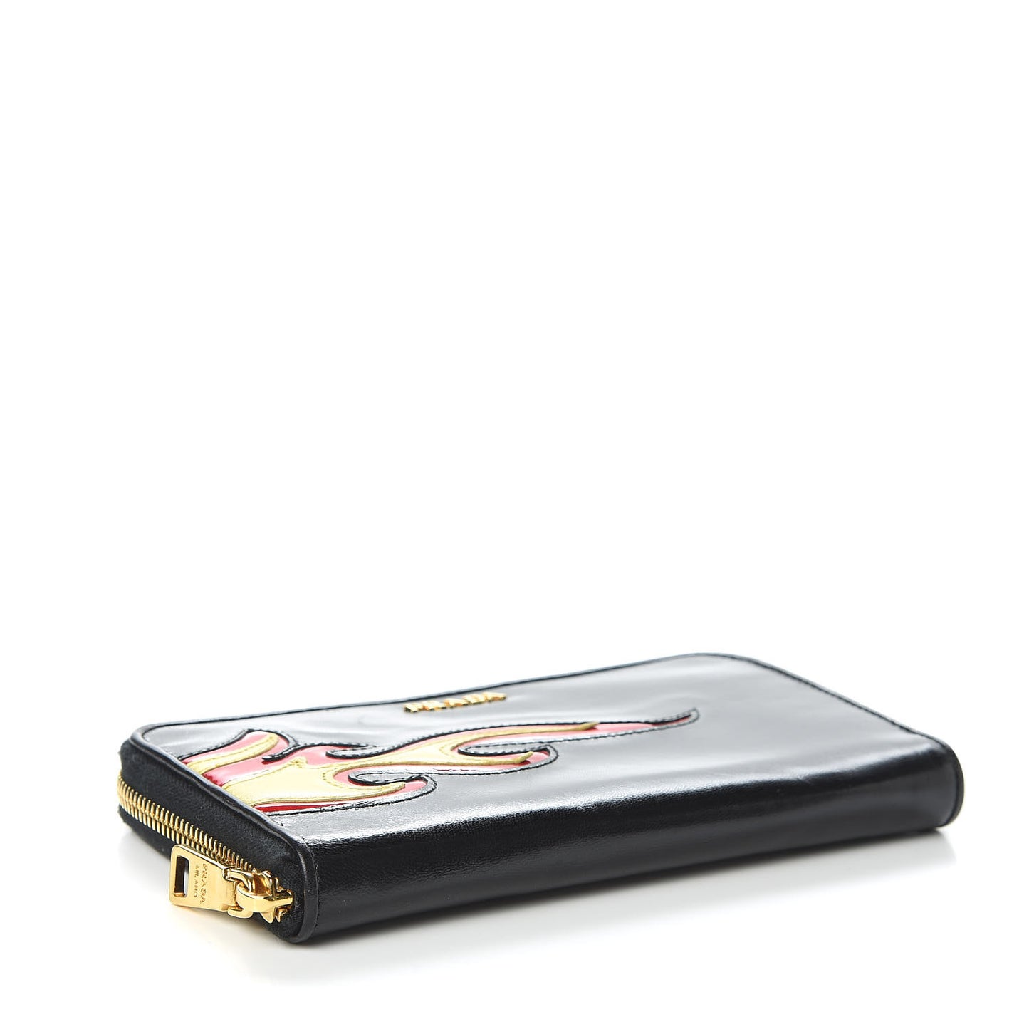 Nappa Flame Zip Around Wallet Black