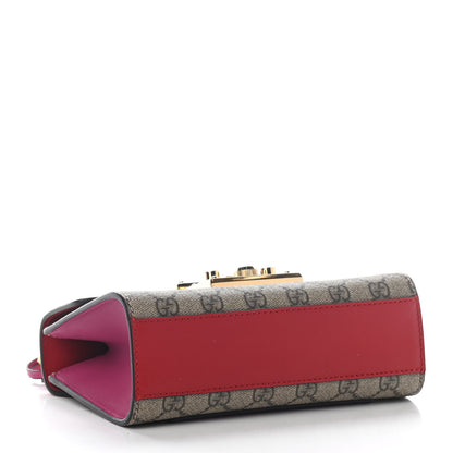 Gucci GG Supreme Monogram Calfskin Small Padlock Shoulder Bag Beige Hibiscus Red New Rosette 4 of 10