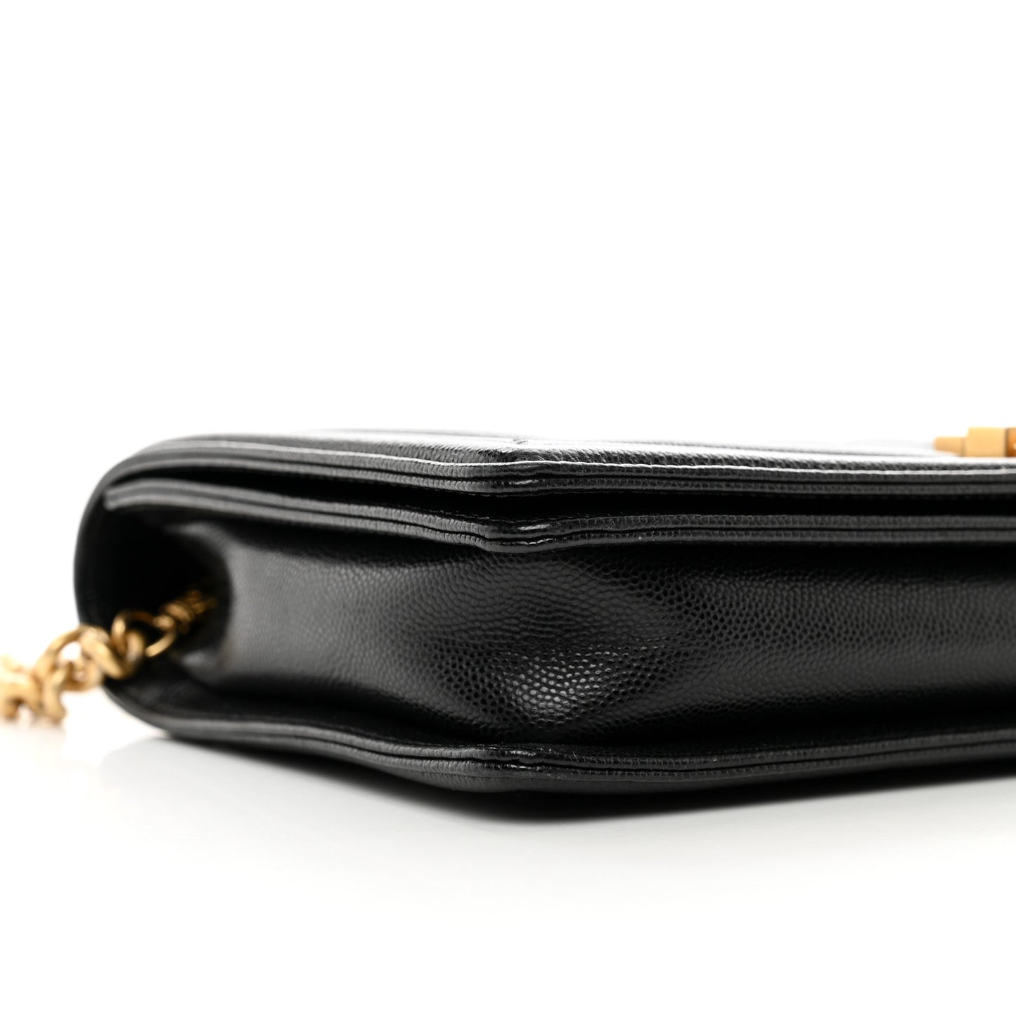 Caviar Quilted Boy Clutch With Removable Chain Black