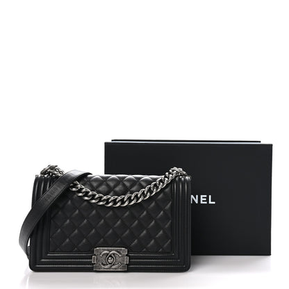 Chanel Lambskin Quilted Medium Boy Flap Black 11 of 11