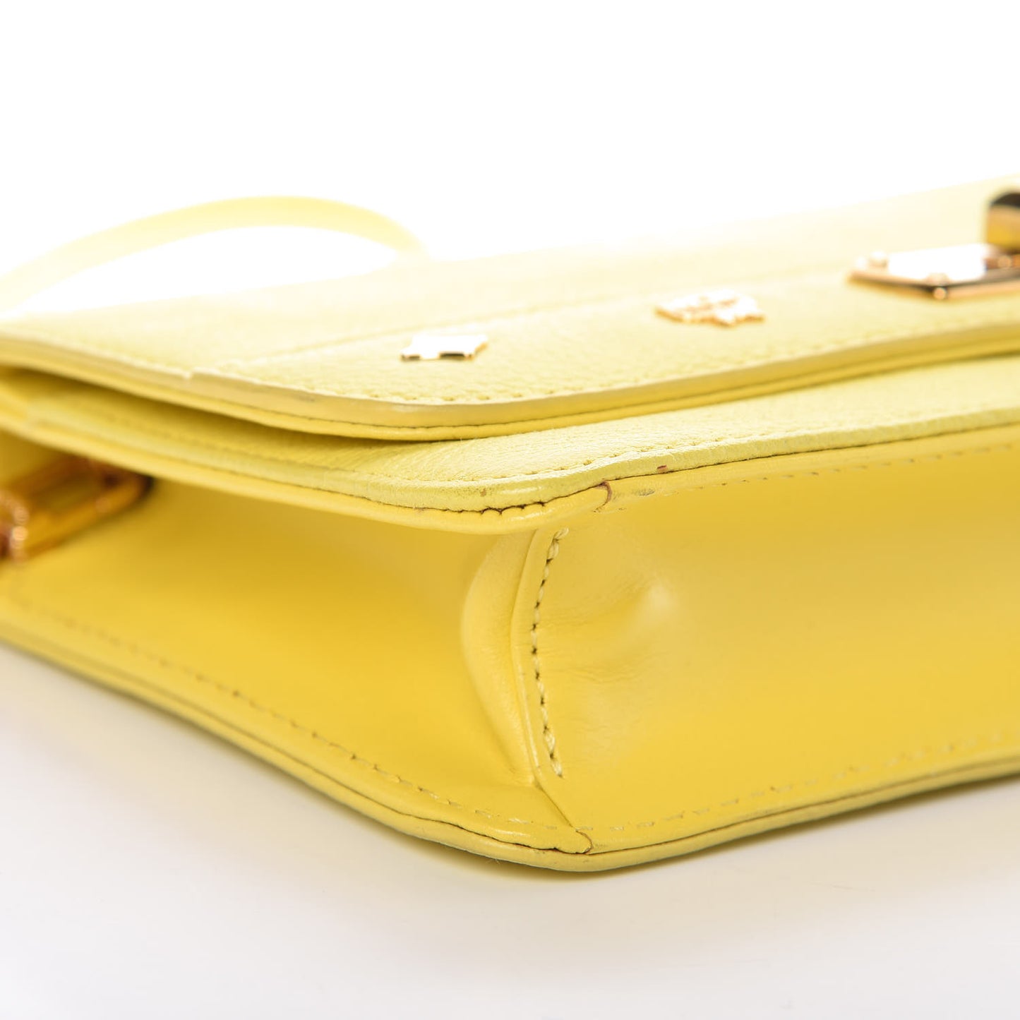 Calfskin Chain Wallet Yellow