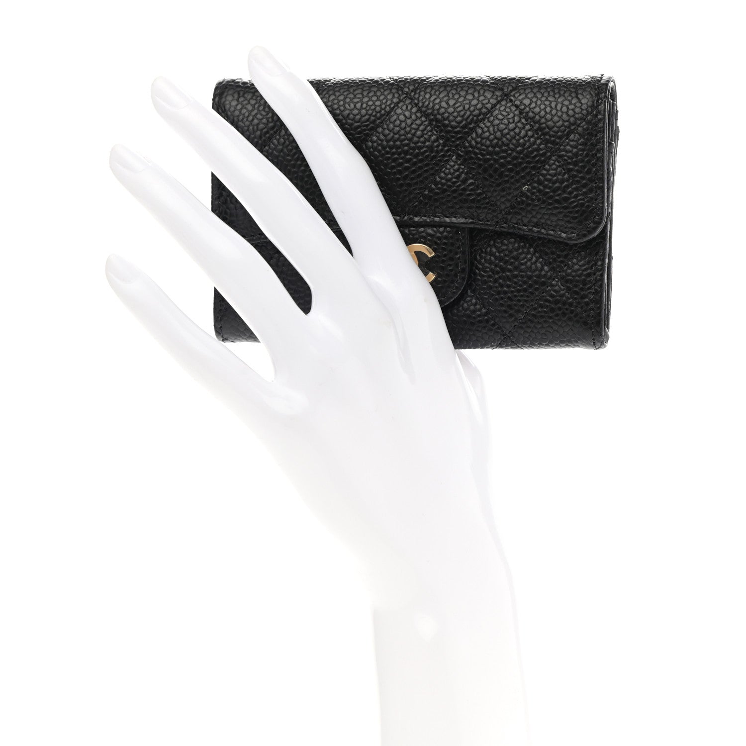 Chanel Caviar Quilted Flap Card Holder Wallet Black 2 of 8