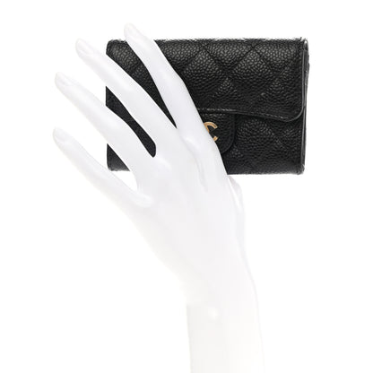 Chanel Caviar Quilted Flap Card Holder Wallet Black 2 of 8
