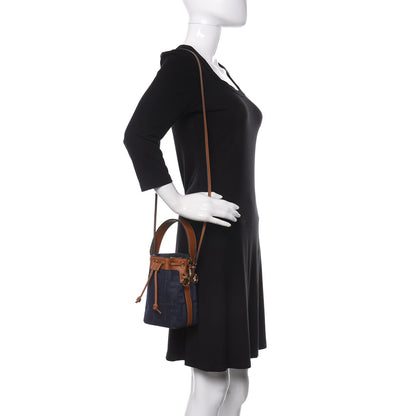 Fendi Denim Vitello King F is Fendi FF Embroidered Mini Mon Tresor Bucket Bag Blue Cuoio 2 of 10