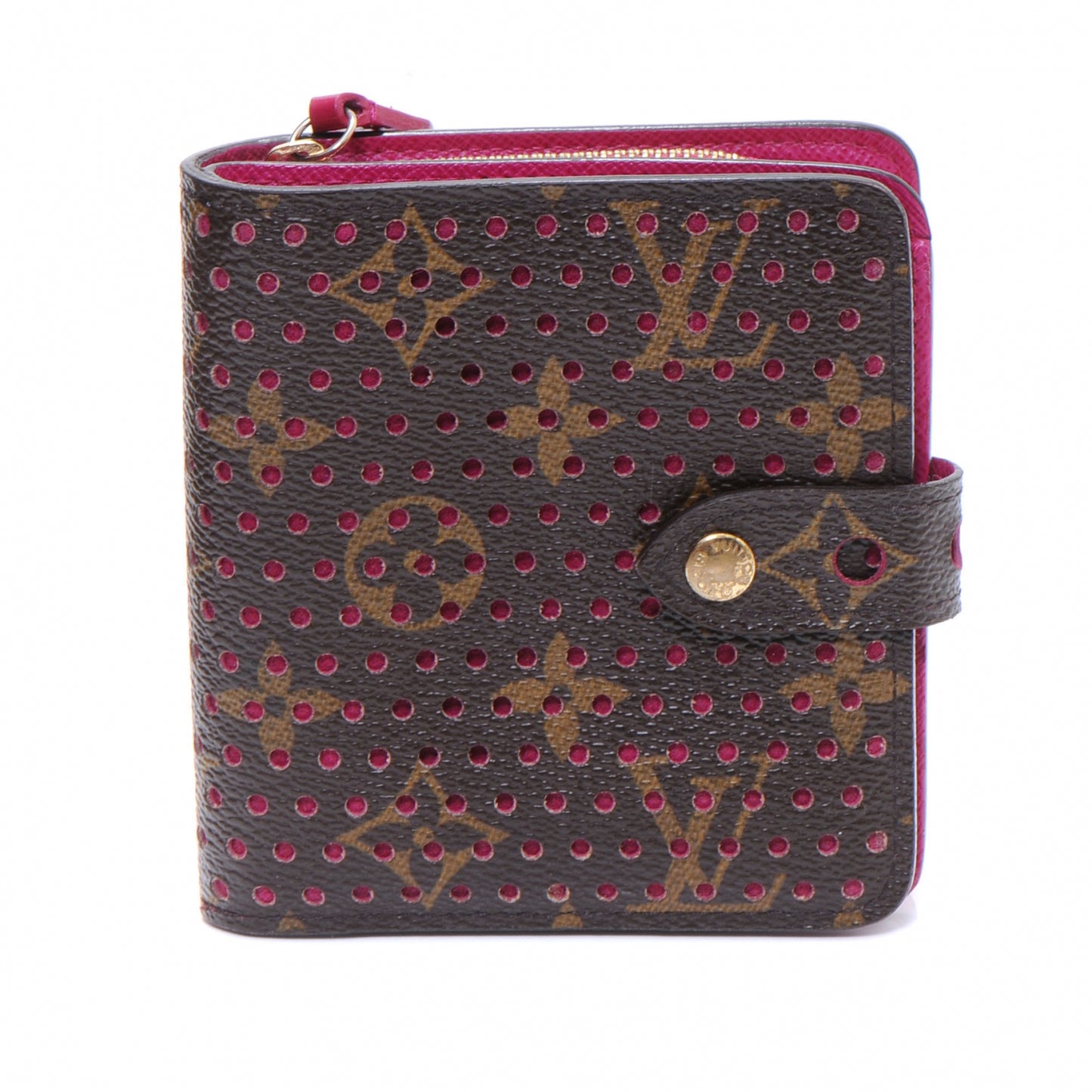 Monogram Perforated Compact Zipped Wallet Fuchsia