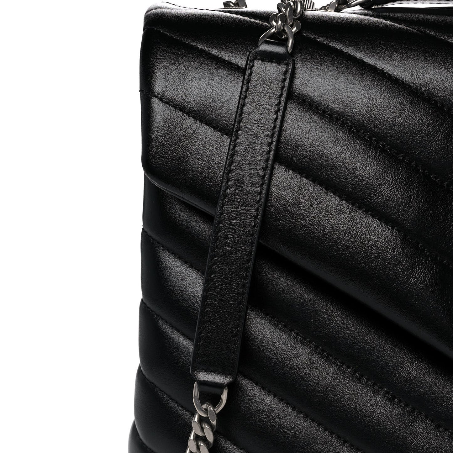 Calfskin Y Quilted Monogram Medium Loulou Chain Satchel Black