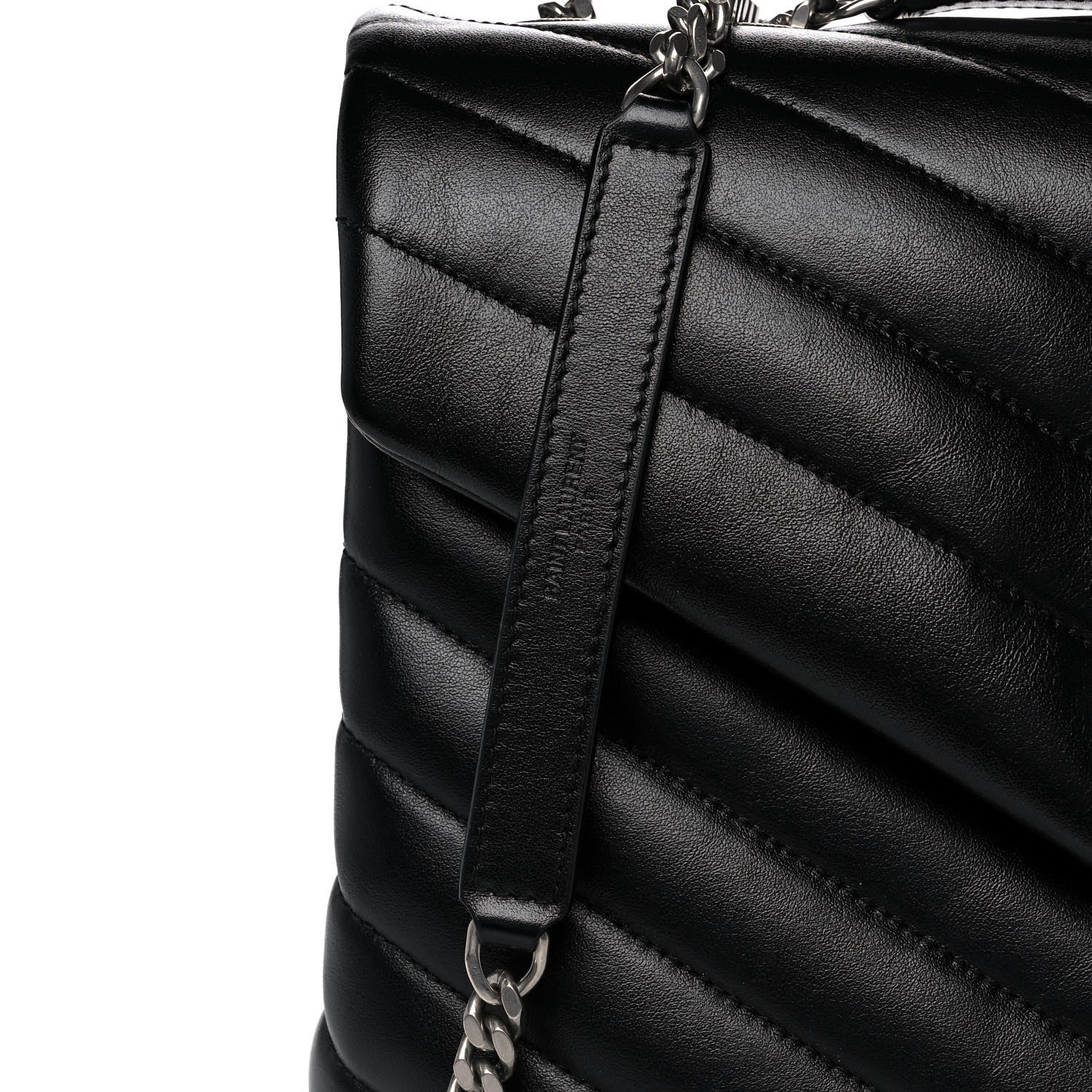 Saint Laurent Calfskin Y Quilted Monogram Medium Loulou Chain Satchel Black 9 of 16