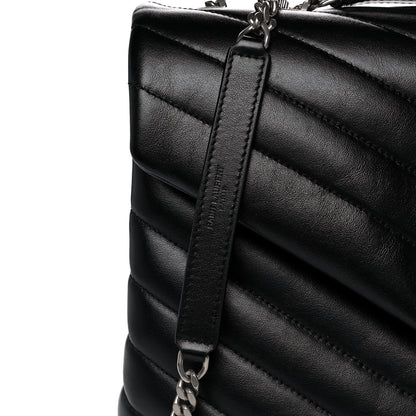 Saint Laurent Calfskin Y Quilted Monogram Medium Loulou Chain Satchel Black 9 of 16
