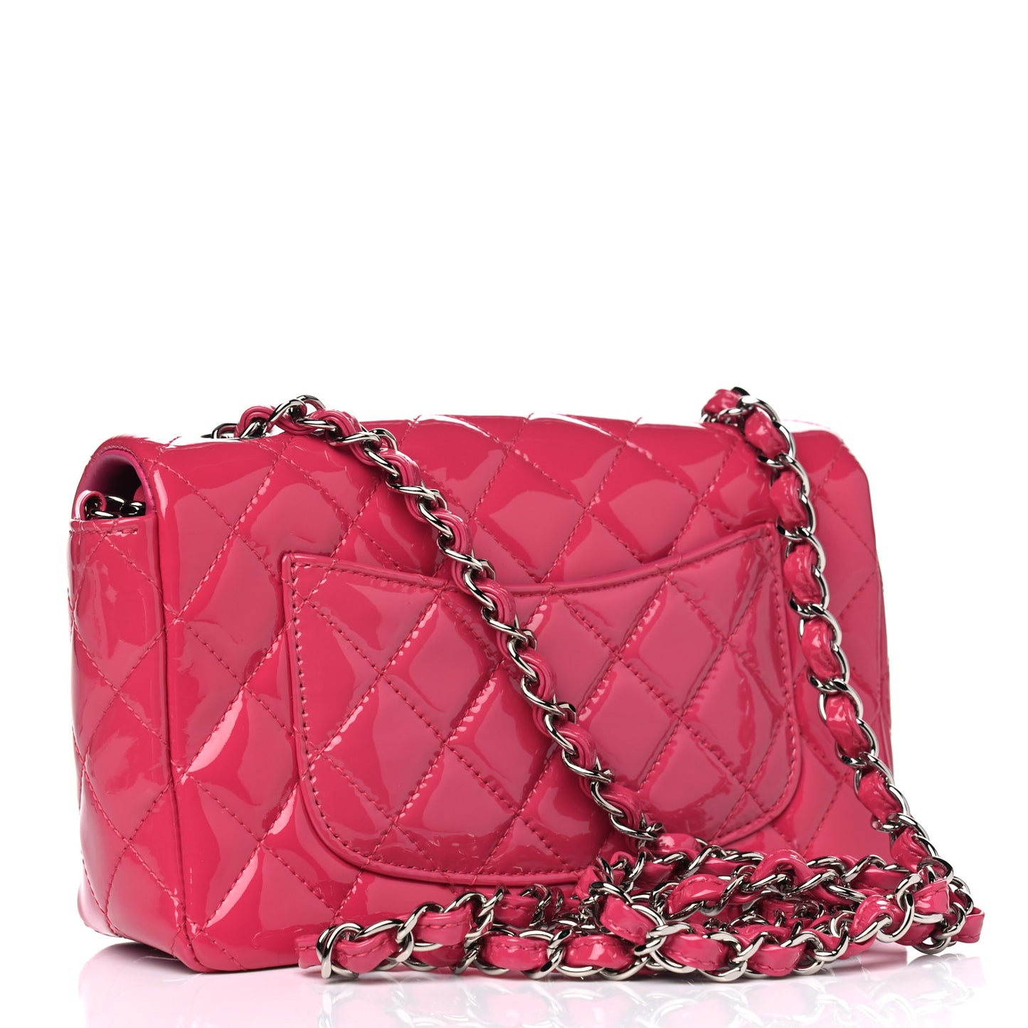 Patent Calfskin Quilted Mini Rectangular Flap Pink
