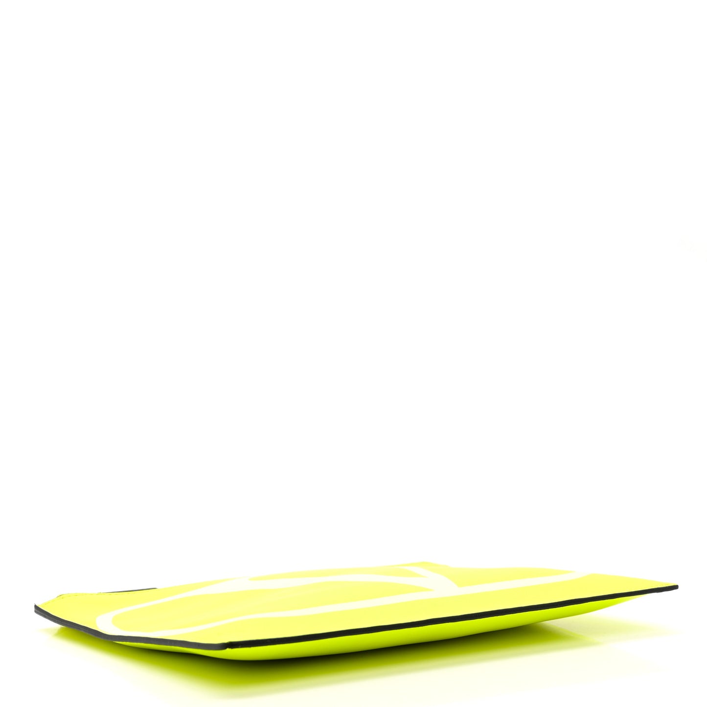 Calfskin Large VLogo Flat Zip Pouch Lime White
