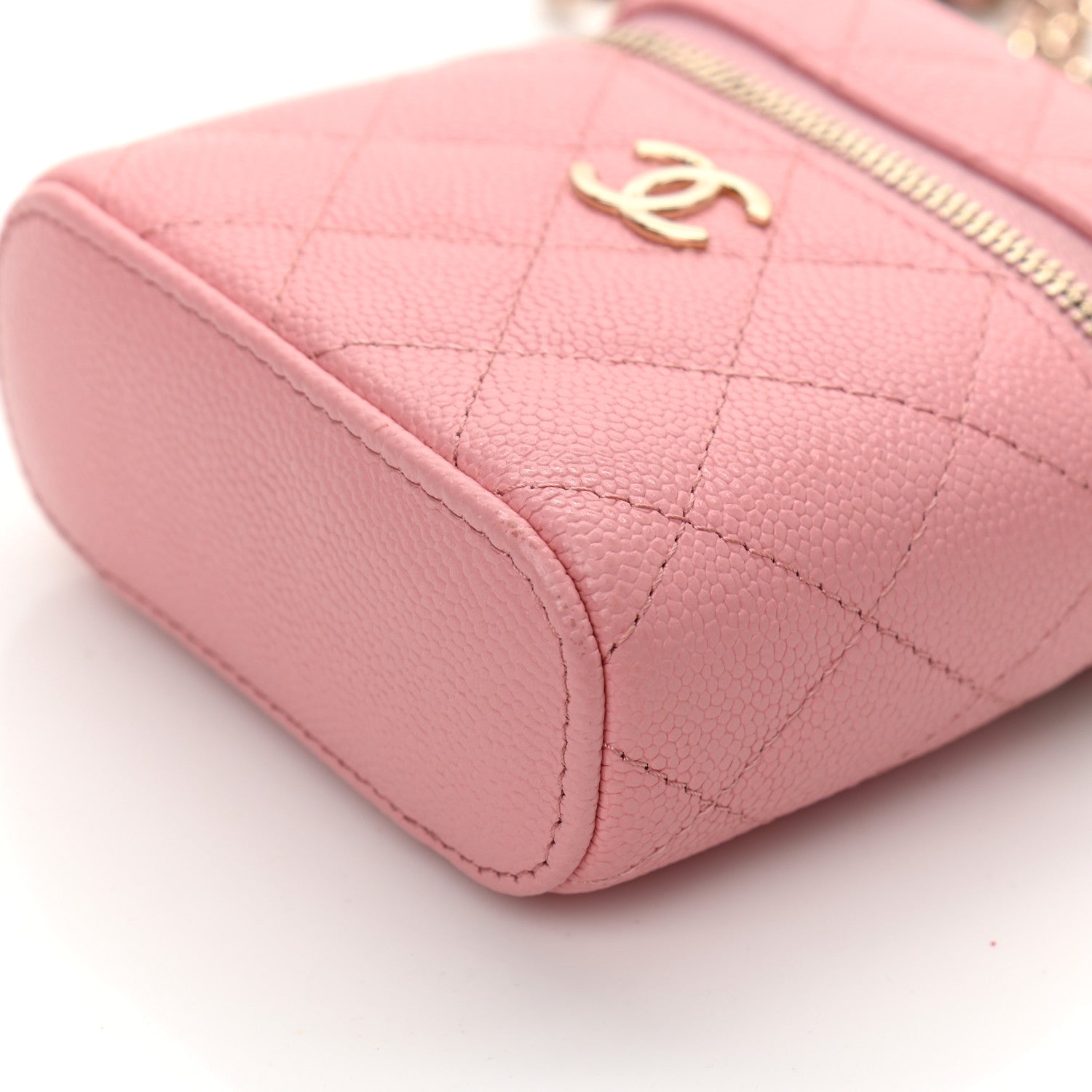 Chanel Caviar Quilted Small Handle With Care Vanity Case With Chain Pink 9 of 10