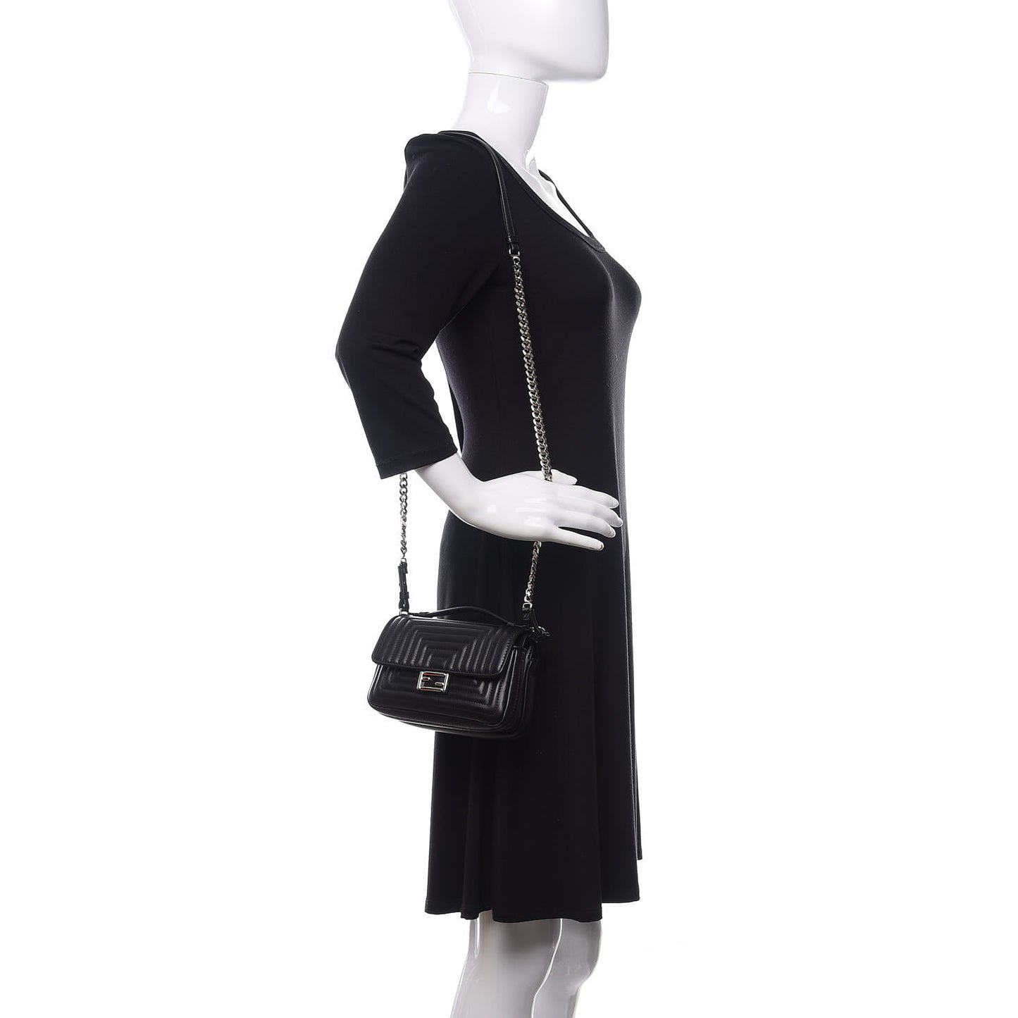 Shiny Nappa Trapuntata Micro Double Baguette Black