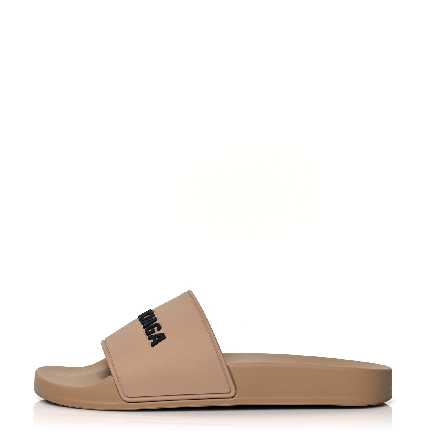 Balenciaga Rubber Logo Mens Pool Slide Sandals 39 Beige Black 1 of 6