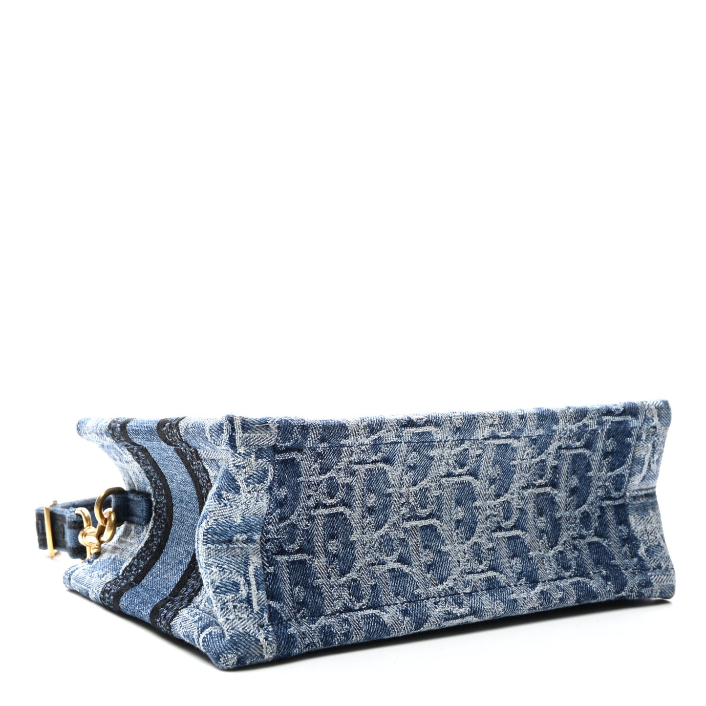 Denim Oblique Mini Book Tote With Strap Blue