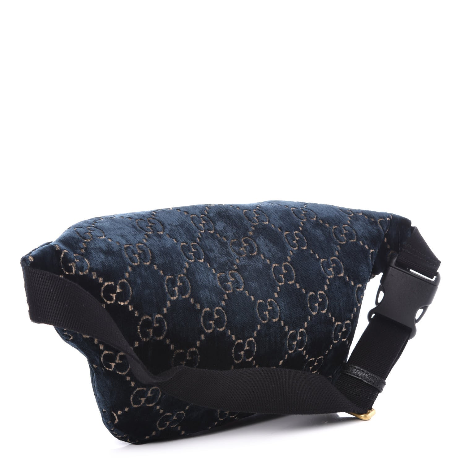 Gucci Velvet GG Monogram Web Belt Bag Blue Beige 3 of 9