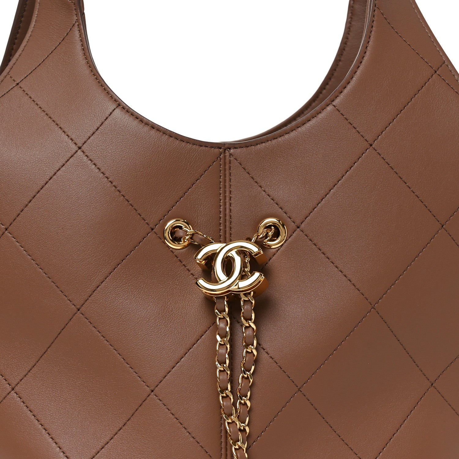 Chanel Calfskin Quilted Small Shopping Bag Brown 15 of 21