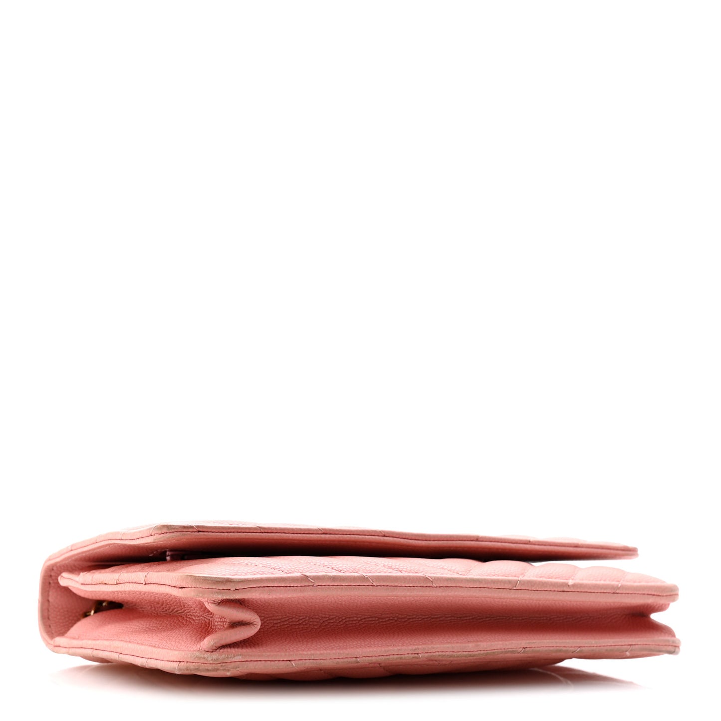 Caviar Chevron Quilted Wallet On Chain WOC Pink