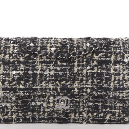 Chanel Tweed Sequin Quilted Medium Double Flap Black 13 of 13