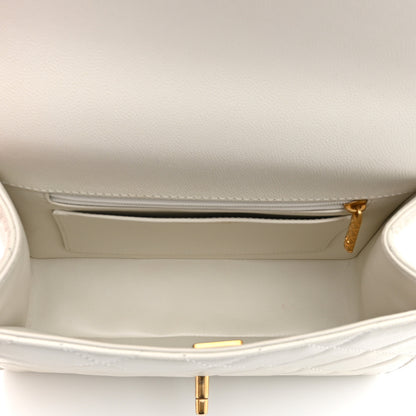 Chanel Shiny Caviar Quilted Small Top Handle Flap White 5 of 10