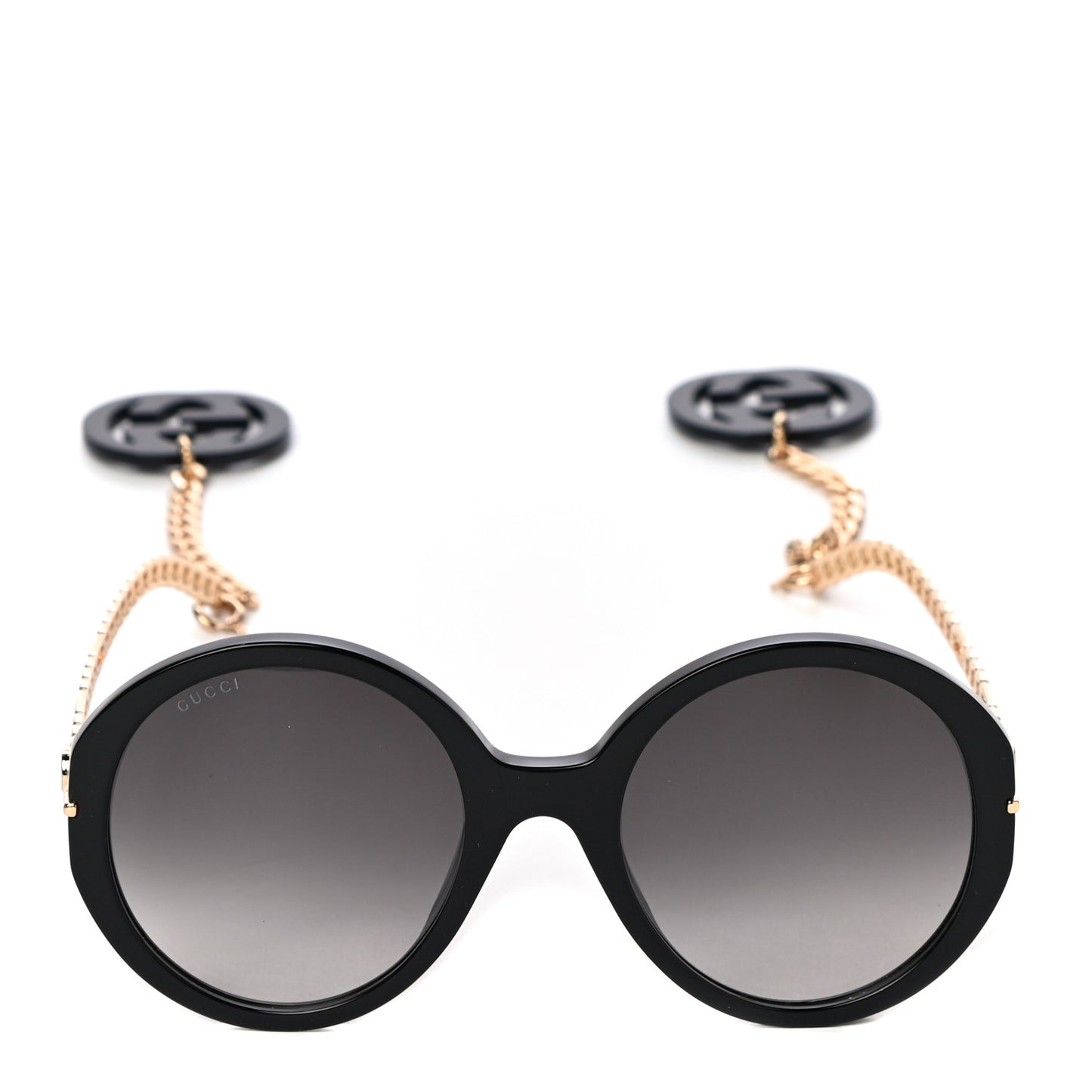 Acetate Detachable Charm Oversized Frame Round Sunglasses GG0726S Black