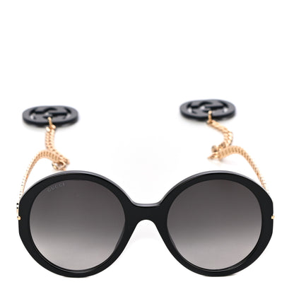 Gucci Acetate Detachable Charm Oversized Frame Round Sunglasses GG0726S Black 5 of 8