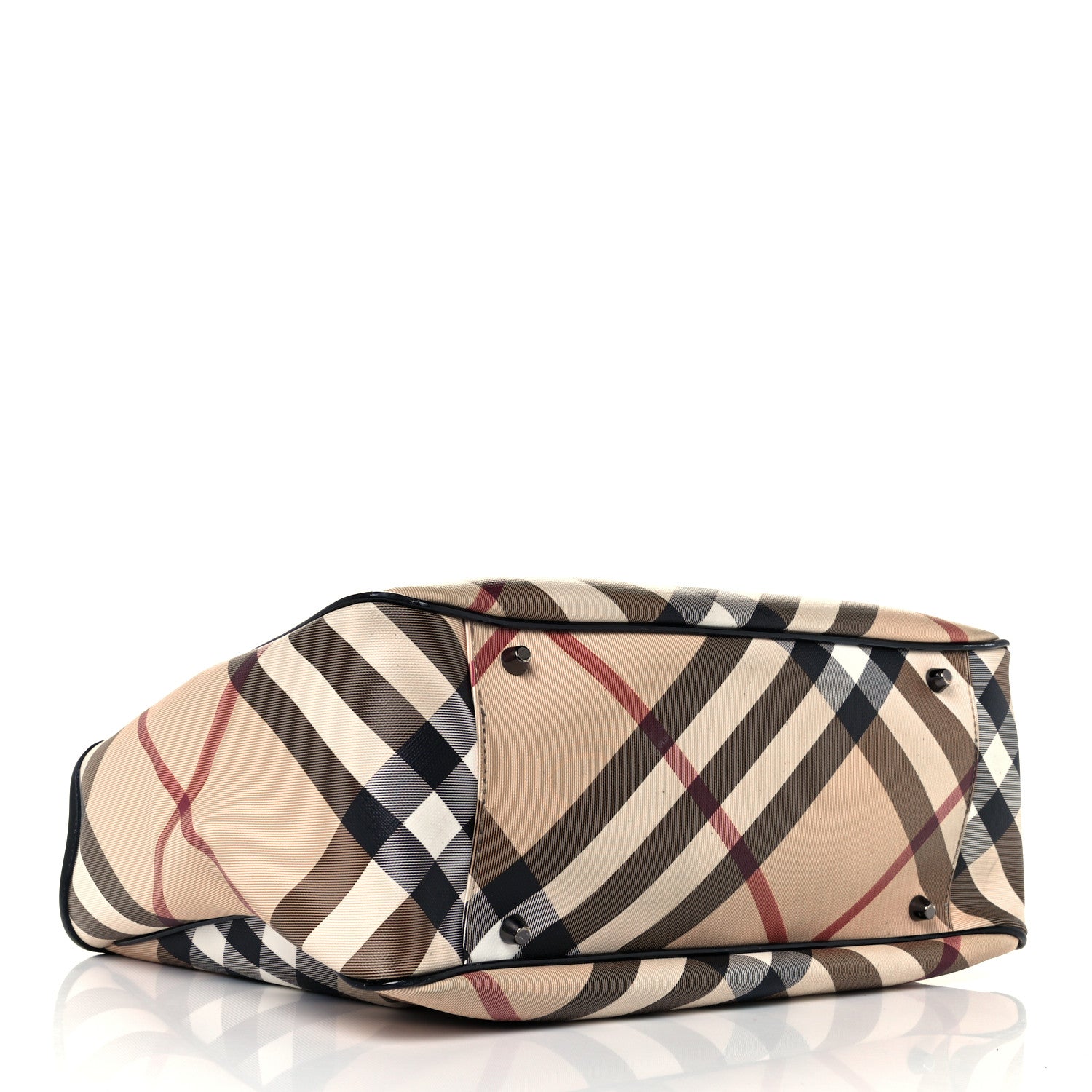 Burberry Patent Trim Nova Check Tote Black 4 of 12