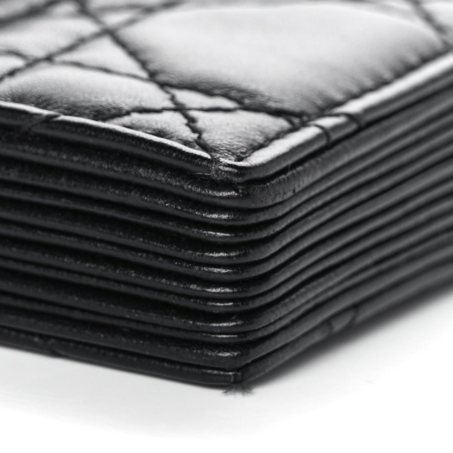 Lambskin Cannage Lady Dior 5-Gusset Card Holder Black
