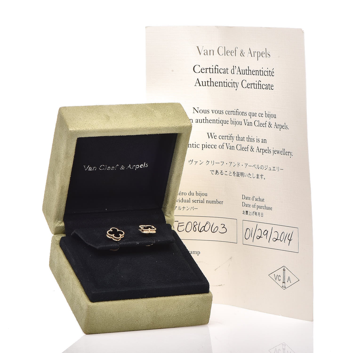 Van Cleef & Arpels 18K Yellow Gold Black Onyx Sweet Alhambra Earrings 5 of 5